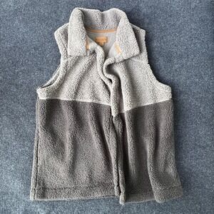 Koolaburra by UGG Sherpa Fleece Vest Womens XL Gray Two Tone Open Front Pockets